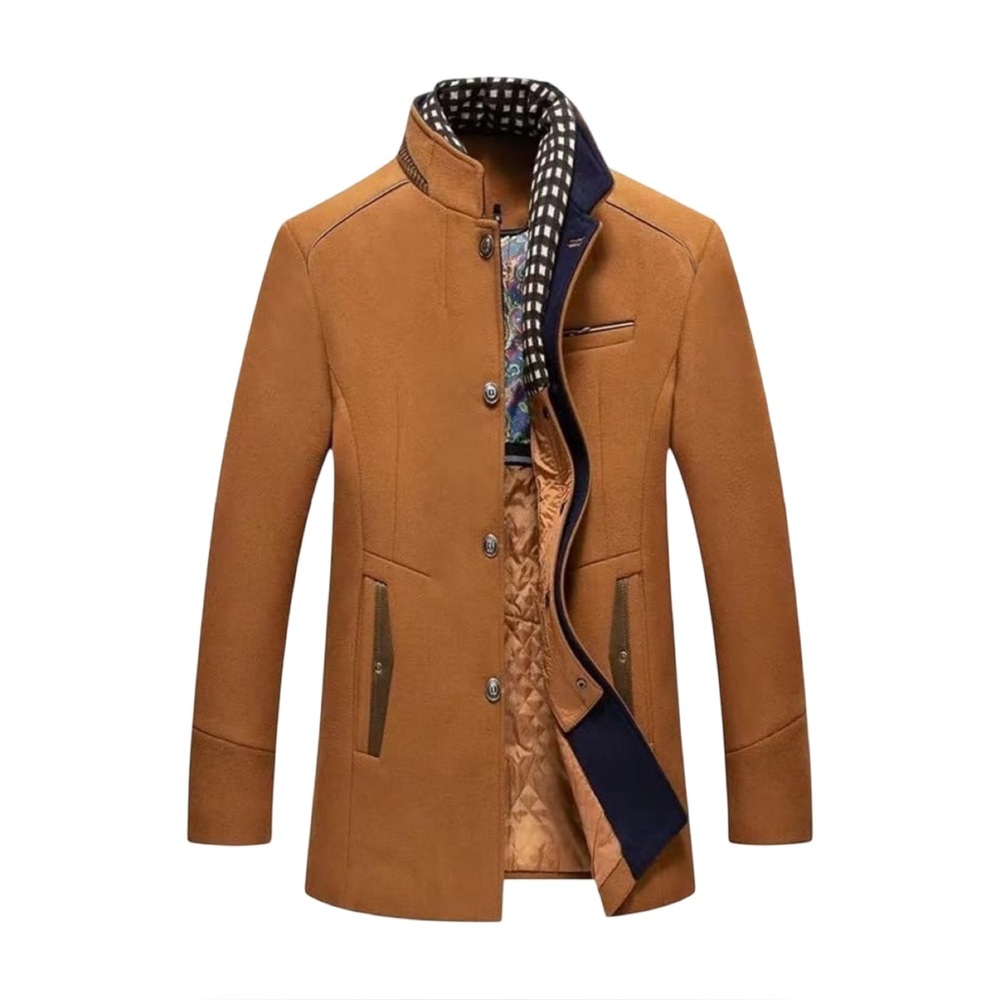 [s] Men’s Wool Blend Winter Jacket – Camel Brown – Size Medium